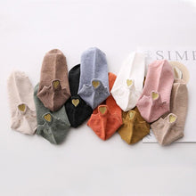 Load image into Gallery viewer, 4 Pairs Fashion Socks New Spring Cotton Non-Slip No-Show Boat Socks Novelty Girls Cute Heart Embroidery Casual Funny Ankle Socks Pack For Women
