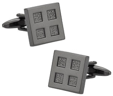 Load image into Gallery viewer, 4 Square Gun Metal Cufflinks
