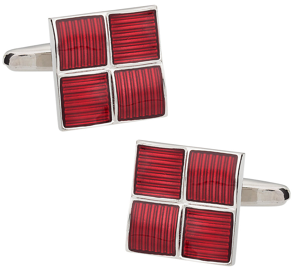 4 Square Red Cufflinks