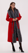 Load image into Gallery viewer, Genuine Silver Fox Virgin Wool Wrap Coat in Red
