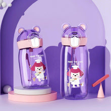 Load image into Gallery viewer, 400ml/550ml High Quality  Material Kids Water Bottle With Straw Leak-Proof BPA Free Durable Plastic Drinking Bottle Cute Water Bottle with Sipper, Water Bottle for Kids Sipper Bottle for Kids - Anti-Leak Cartoon Kids Water Bottle for Kids

