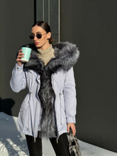 Load image into Gallery viewer, Genuine Silver Fox Fur Trim Rabbit Fur Insulated Parka
