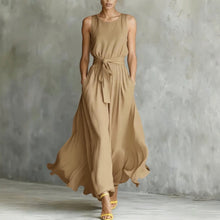Load image into Gallery viewer, Women's Lace-Up Waist-Cinching Sleeveless Maxi Dress
