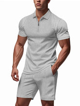Load image into Gallery viewer, Men's Plus Size Quarter Zip Short Sleeve Top and Shorts Set
