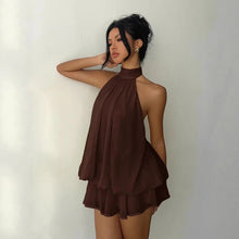 Load image into Gallery viewer, Women's Backless Halter Neck High-Waist Mini Dress with Puffy Skirt
