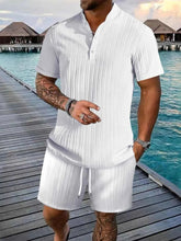 Load image into Gallery viewer, Men's Plus Size Short Sleeve Shirt and Shorts Set - Two Piece Summer Outfit

