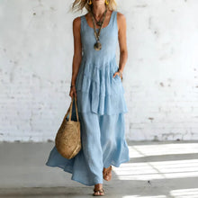 Load image into Gallery viewer, Women's Cotton Linen Sleeveless Loose Maxi Dress
