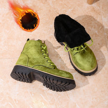 Load image into Gallery viewer, Women’s Lace-Up Suede Fleece-Lined Ankle Boots | Cozy Winter Boots
