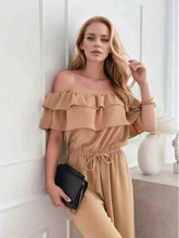 Load image into Gallery viewer, Ruffled Off-Shoulder : Wide Leg Jumpsuit
