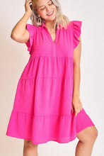 Load image into Gallery viewer, Pink Full Size Ruffle Cap Sleeve Dress Plus Size Elegant &amp; Timeless Classic Design Dress
