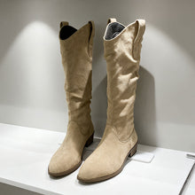 Load image into Gallery viewer, Chunky Heel Suede Riding Boots High Top Women
