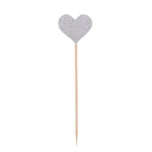 Load image into Gallery viewer, 40pcs/set Bling Heart Shape Insert Cards With Toothpick For Wedding Birthday Party Cute Lovely Gifts Cake Decorations Cocktail Picks Handmade Heart Shape Bamboo Toothpicks
