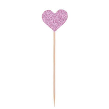 Load image into Gallery viewer, 40pcs/set Bling Heart Shape Insert Cards With Toothpick For Wedding Birthday Party Cute Lovely Gifts Cake Decorations Cocktail Picks Handmade Heart Shape Bamboo Toothpicks
