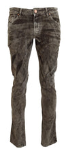 Load image into Gallery viewer, Acht Gray Washed Cotton Corduroy Slim Fit Men Jeans
