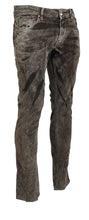 Load image into Gallery viewer, Acht Gray Washed Cotton Corduroy Slim Fit Men Jeans
