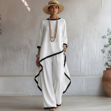 Load image into Gallery viewer, Women's Asymmetric Linen Tunic &amp; Wide-Leg Pants Set
