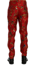Load image into Gallery viewer, Dolce &amp; Gabbana Red Silk Bird Print Dress Pants
