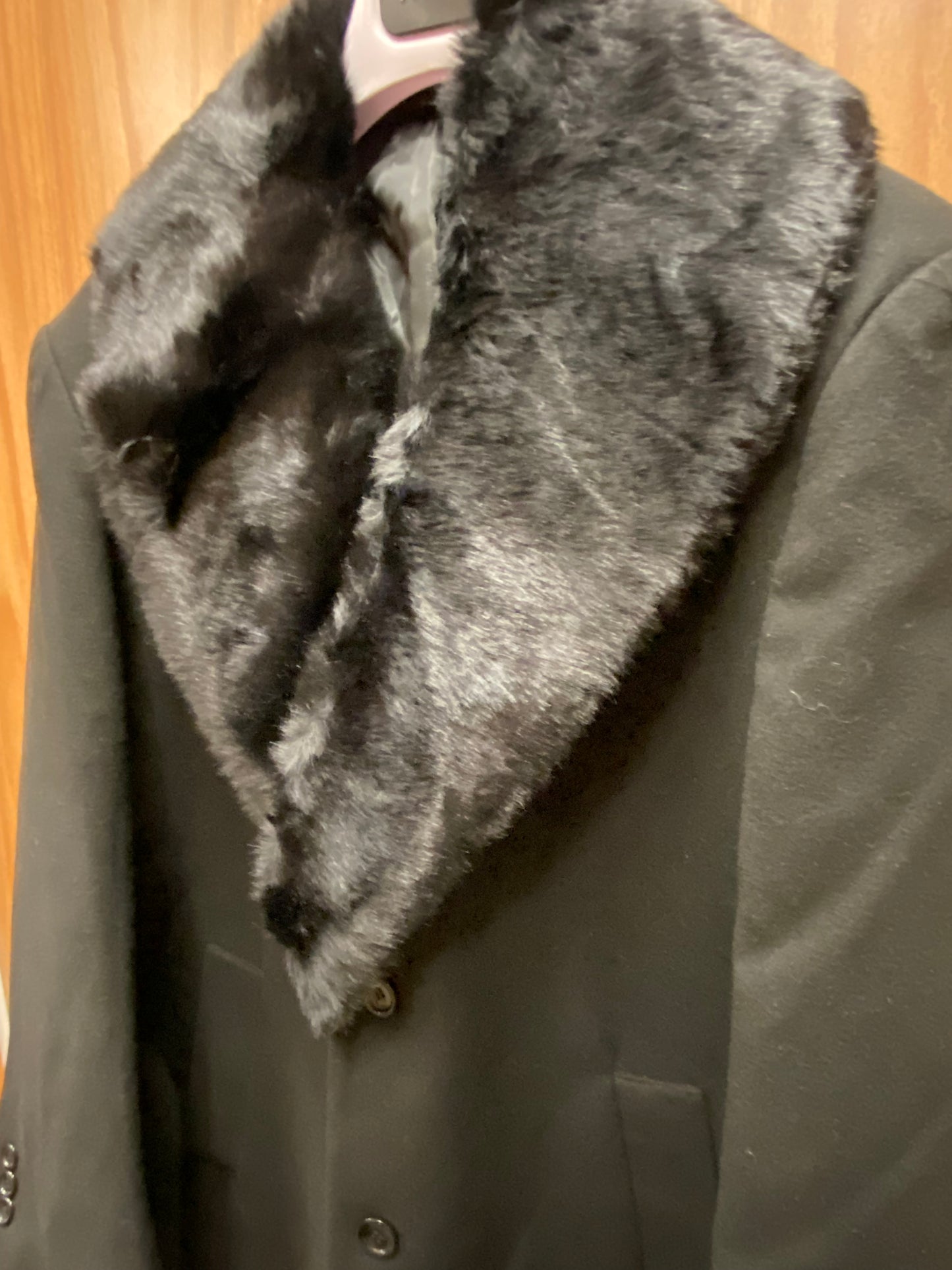 Vella Black V7010 Fur Collar Overcoat/Topcoat