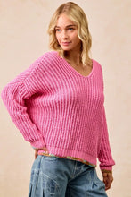 Load image into Gallery viewer, BiBi V-Neck Sweater with Colorful Trim
