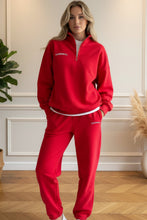 Load image into Gallery viewer, Women's Embroidered Half-Zip Sweatshirt &amp; Jogger Pants Set
