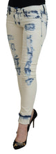 Load image into Gallery viewer, Acht White Blue Cotton Skinny Women Tattered Denim Jeans
