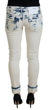 Load image into Gallery viewer, Acht White Blue Cotton Skinny Women Tattered Denim Jeans

