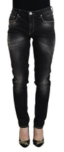 Load image into Gallery viewer, Acht Black Washed Mid Waist Tapered Women Casual Denim Jeans
