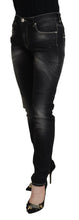 Load image into Gallery viewer, Acht Black Washed Mid Waist Tapered Women Casual Denim Jeans
