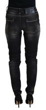 Load image into Gallery viewer, Acht Black Washed Mid Waist Tapered Women Casual Denim Jeans
