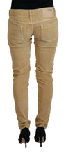 Load image into Gallery viewer, Acht Brown Cotton Corduroy Low Waist Women Casual Jeans
