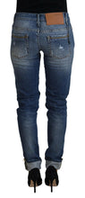 Load image into Gallery viewer, Acht Blue Washed Cotton Low Waist Women Casual Jeans
