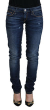 Load image into Gallery viewer, Acht Blue Washed Cotton Low Waist Women Casual  Jeans
