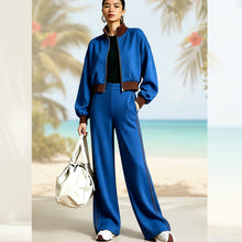 Load image into Gallery viewer, Women's Color-Block Ribbed Turtleneck Two-Piece Set
