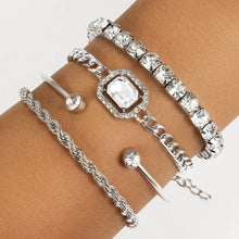 Load image into Gallery viewer, Fashion Jewelry 4 Pcs Crystal Bracelet Set Bohemian Design For Women Vintage Luxury Twisted Cuff Chains Armband Jewelry Accessories
