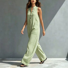 Load image into Gallery viewer, V-Neck Sleeveless Striped Loose Cropped Jumpsuit | 3 Colors S–3XL
