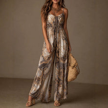 Load image into Gallery viewer, Women's Printed Backless Camisole Wide Leg Jumpsuit
