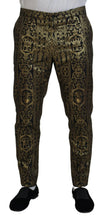 Load image into Gallery viewer, Dolce &amp; Gabbana Black Gold Jacquard Dress Trouser Pants
