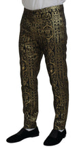 Load image into Gallery viewer, Dolce &amp; Gabbana Black Gold Jacquard Dress Trouser Pants
