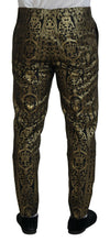 Load image into Gallery viewer, Dolce &amp; Gabbana Black Gold Jacquard Dress Trouser Pants
