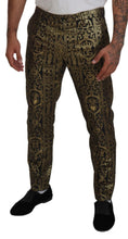 Load image into Gallery viewer, Dolce &amp; Gabbana Black Gold Jacquard Dress Trouser Pants
