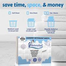 Load image into Gallery viewer, Naturesland Premium Unscented Laundry Detergent Sheets — 100 Loads, Eco-Friendly &amp; Hypoallergenic (50 Sheets)
