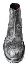 Load image into Gallery viewer, Dolce &amp; Gabbana Black Gray Leather Ankle Boots
