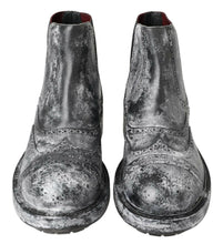 Load image into Gallery viewer, Dolce &amp; Gabbana Black Gray Leather Ankle Boots

