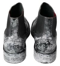 Load image into Gallery viewer, Dolce &amp; Gabbana Black Gray Leather Ankle Boots

