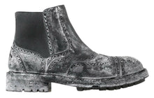 Load image into Gallery viewer, Dolce &amp; Gabbana Black Gray Leather Ankle Boots
