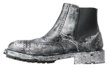Load image into Gallery viewer, Dolce &amp; Gabbana Black Gray Leather Ankle Boots
