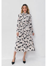 Load image into Gallery viewer, Modest Floral Midi Dress with Light Front Tie
