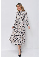 Load image into Gallery viewer, Modest Floral Midi Dress with Light Front Tie
