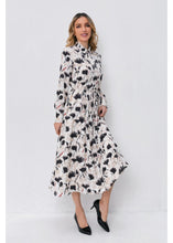 Load image into Gallery viewer, Modest Floral Midi Dress with Light Front Tie
