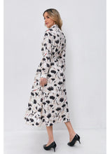 Load image into Gallery viewer, Modest Floral Midi Dress with Light Front Tie
